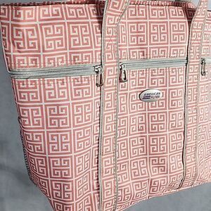 Greek Key Pattern Tote Bag with Pockets Roomy